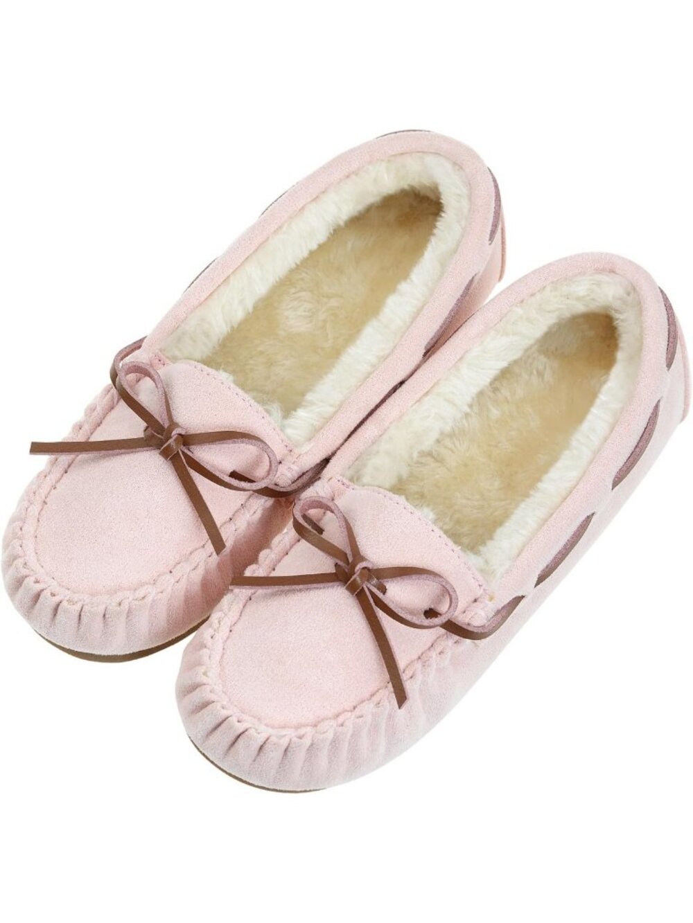 Cozy Faux Fur Lined Moccasin Slippers for Women - Warm Micro Suede Slip-On